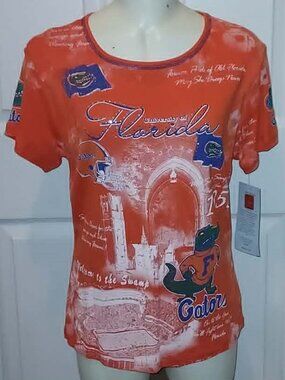 FLORIDA GATORS BLING SHIRT P Michael Rhinestones Ladies L 100% Cotton NWT